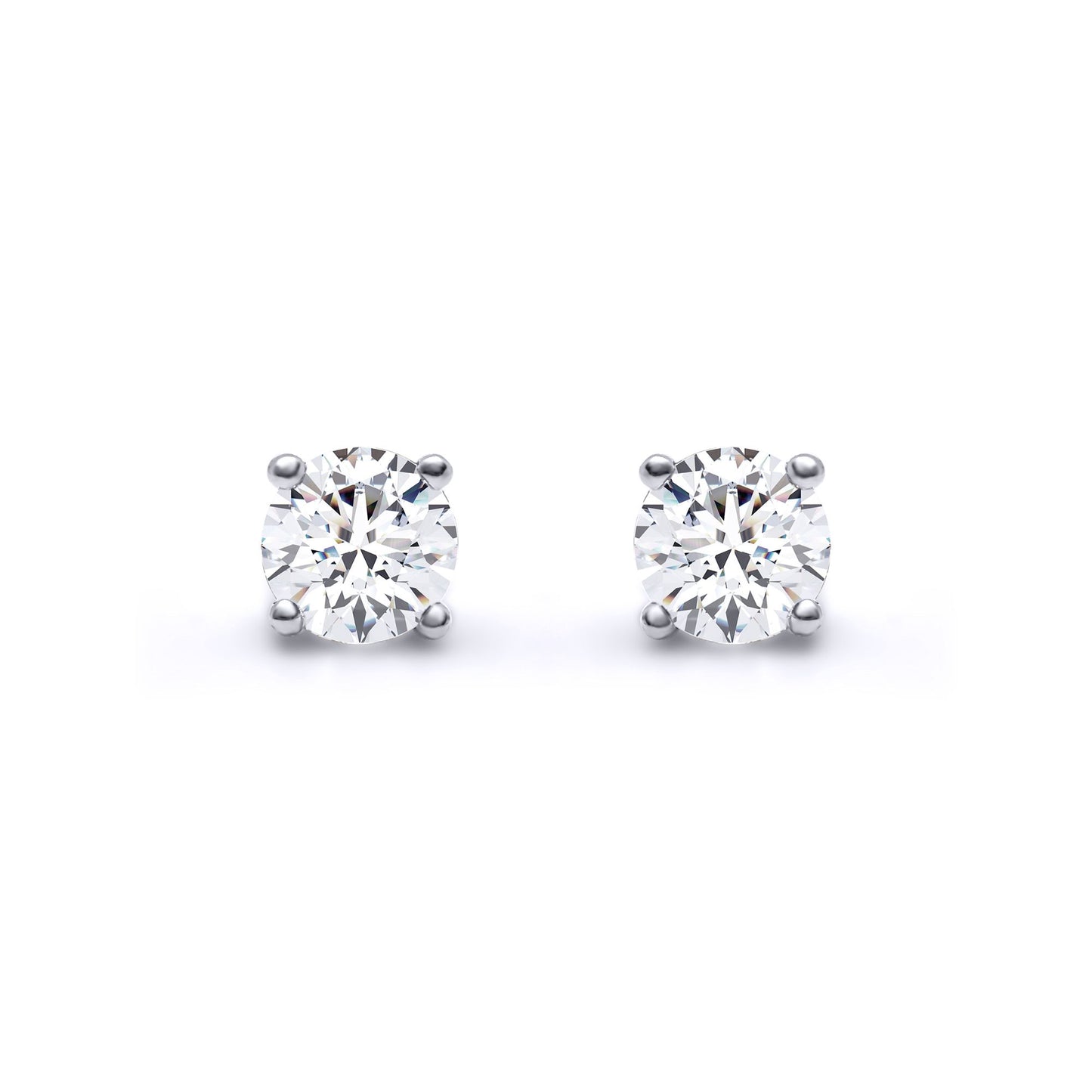 18ct White Gold  D/VS Lab Created Diamond Stud Earrings 0.50ct - LAB18E005-050
