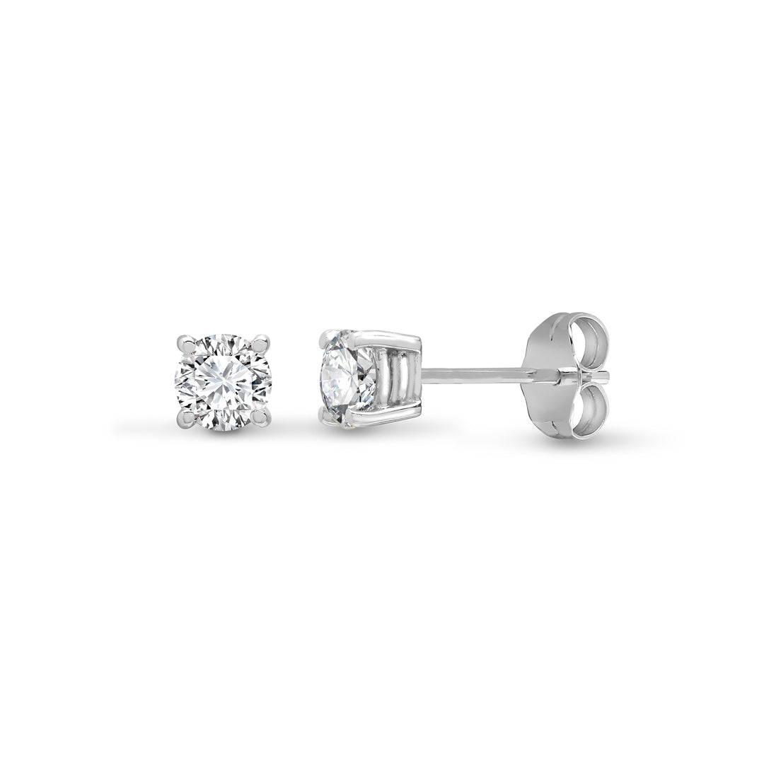 18ct White Gold  1ct Diamond Solitaire Stud Earrings - 18E005-100