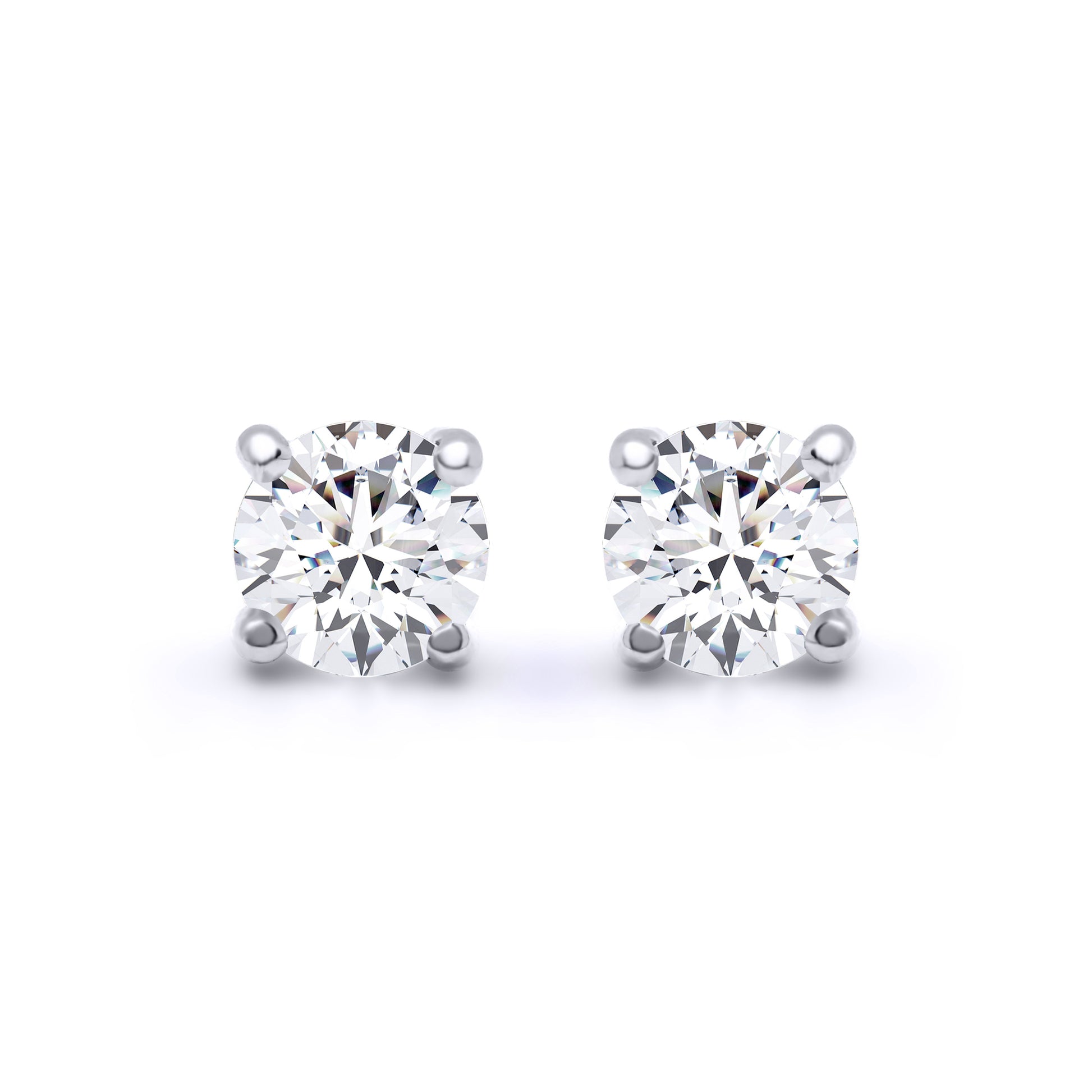 18ct White Gold  1ct Diamond Solitaire Stud Earrings - 18E005-100