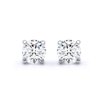 18ct White Gold  1ct Diamond Solitaire Stud Earrings - 18E005-100