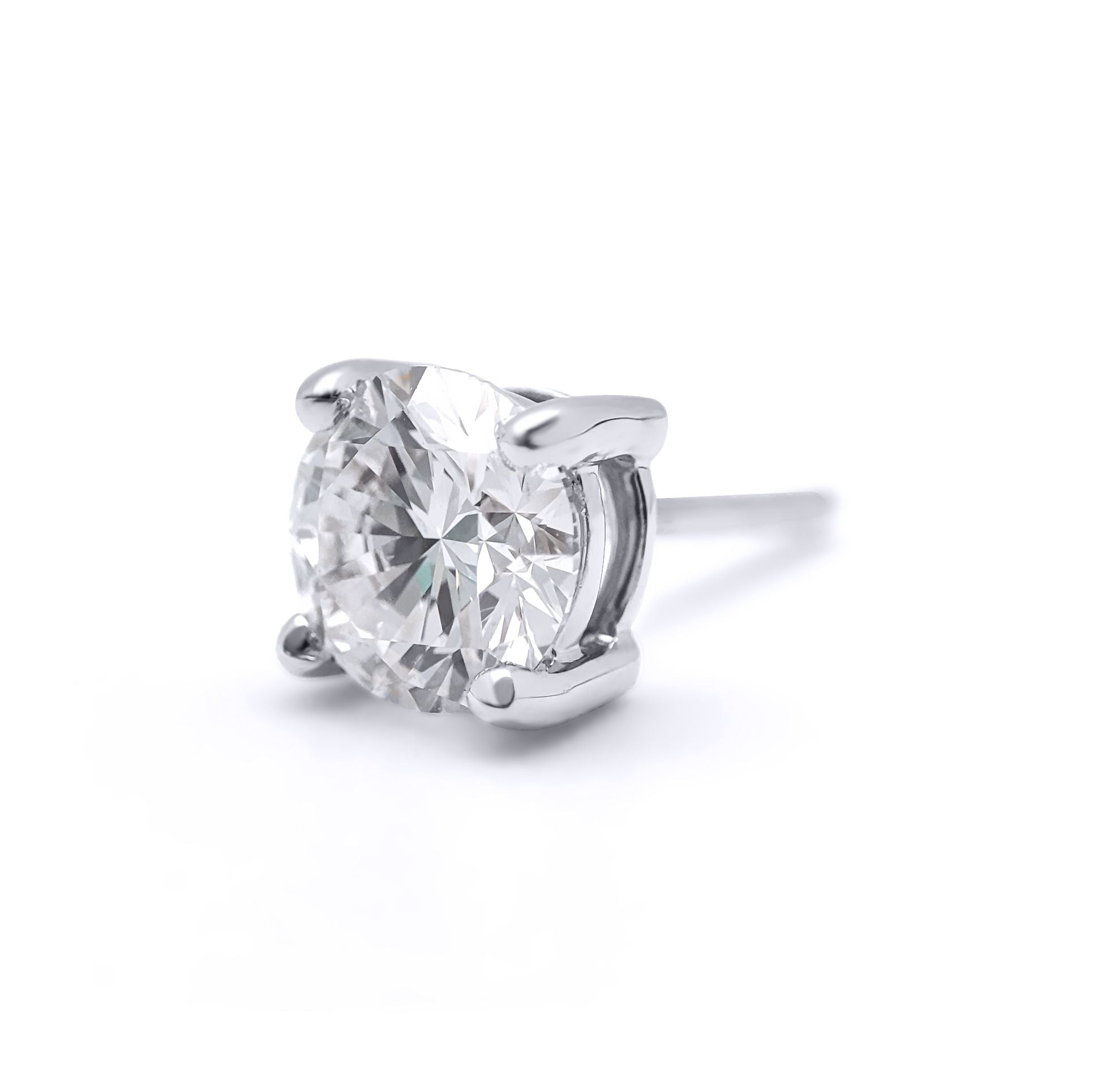 18ct White Gold  1ct Diamond Solitaire Stud Earrings - 18E005-100