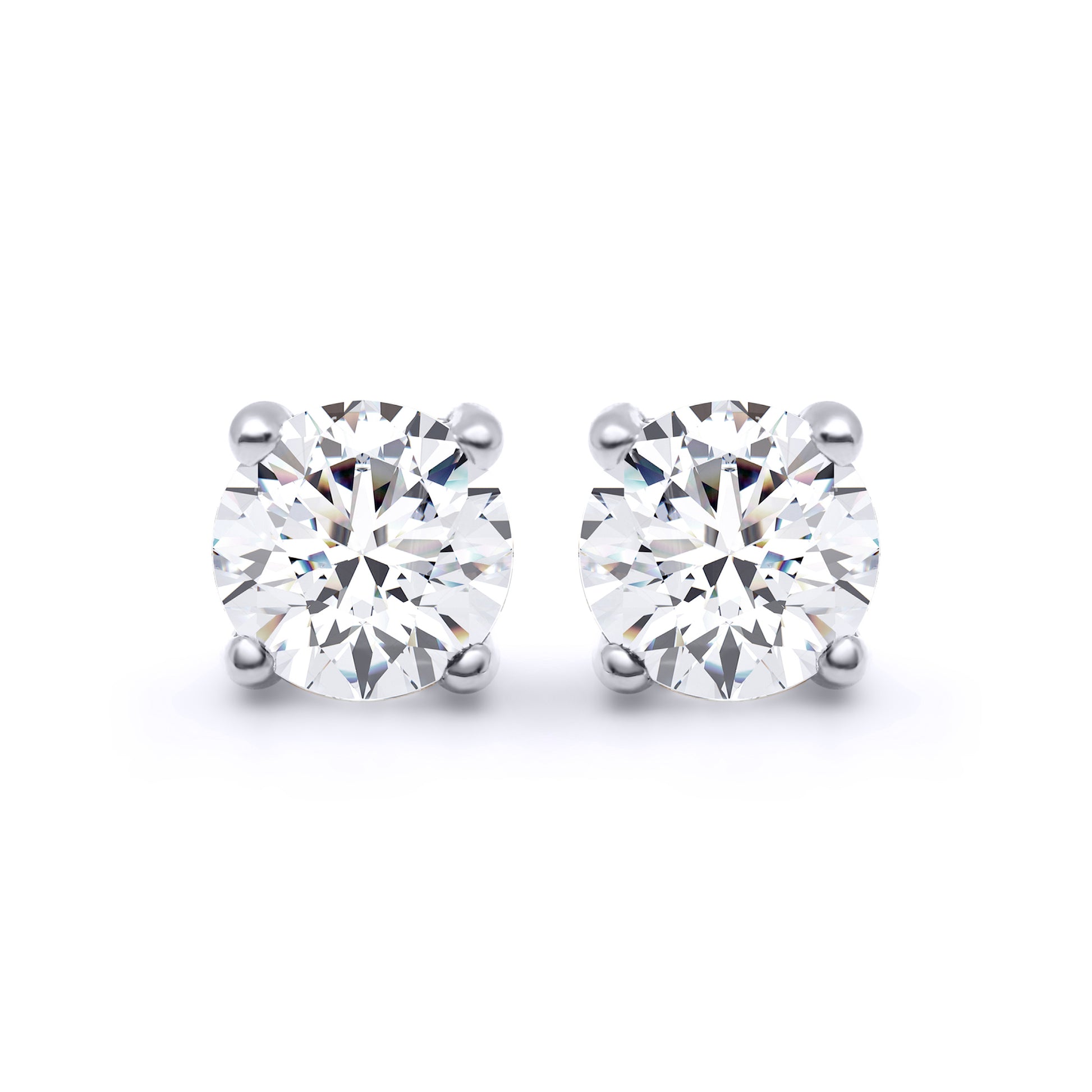 18ct White Gold  1.40ct Diamond Solitaire Stud Earrings - 18E005-140