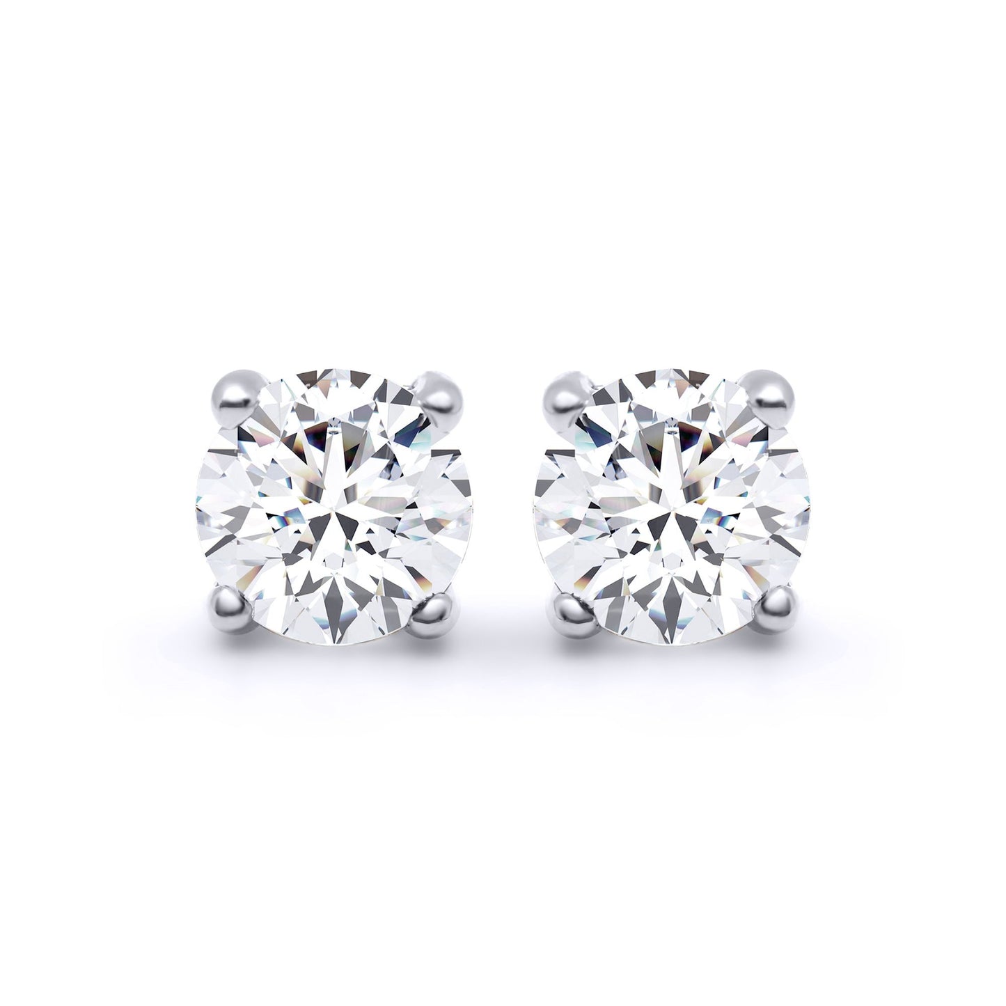 18ct White Gold  1.40ct Diamond Solitaire Stud Earrings - 18E005-140