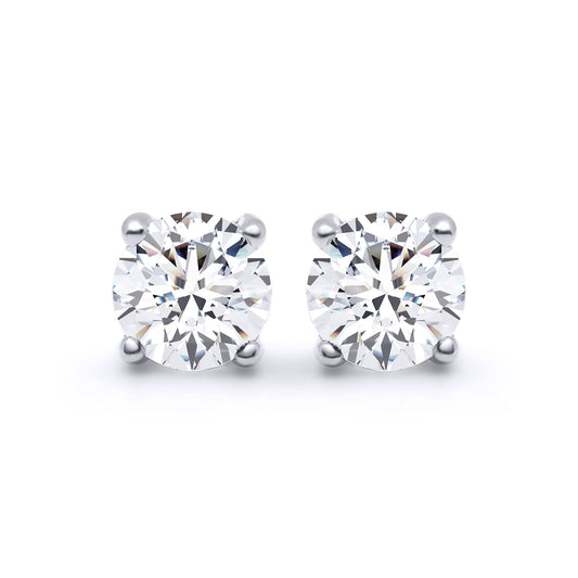 18ct White Gold  D/VS Lab Created Diamond Stud Earrings 2.00ct - LAB18E005-200