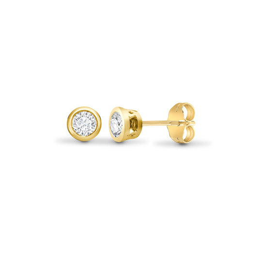 18ct Gold  0.5ct Diamond Solitaire Stud Earrings - 18E009-050