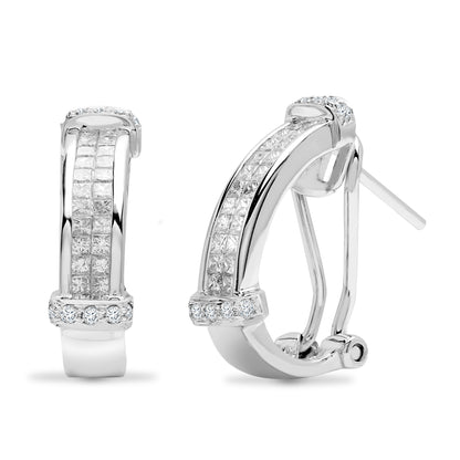 18ct White Gold  0.9ct Diamond Buckle Clip Drop Earrings - 18E050