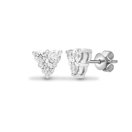 18ct White Gold  0.48ct Diamond Love Heart Stud Earrings - 18E118