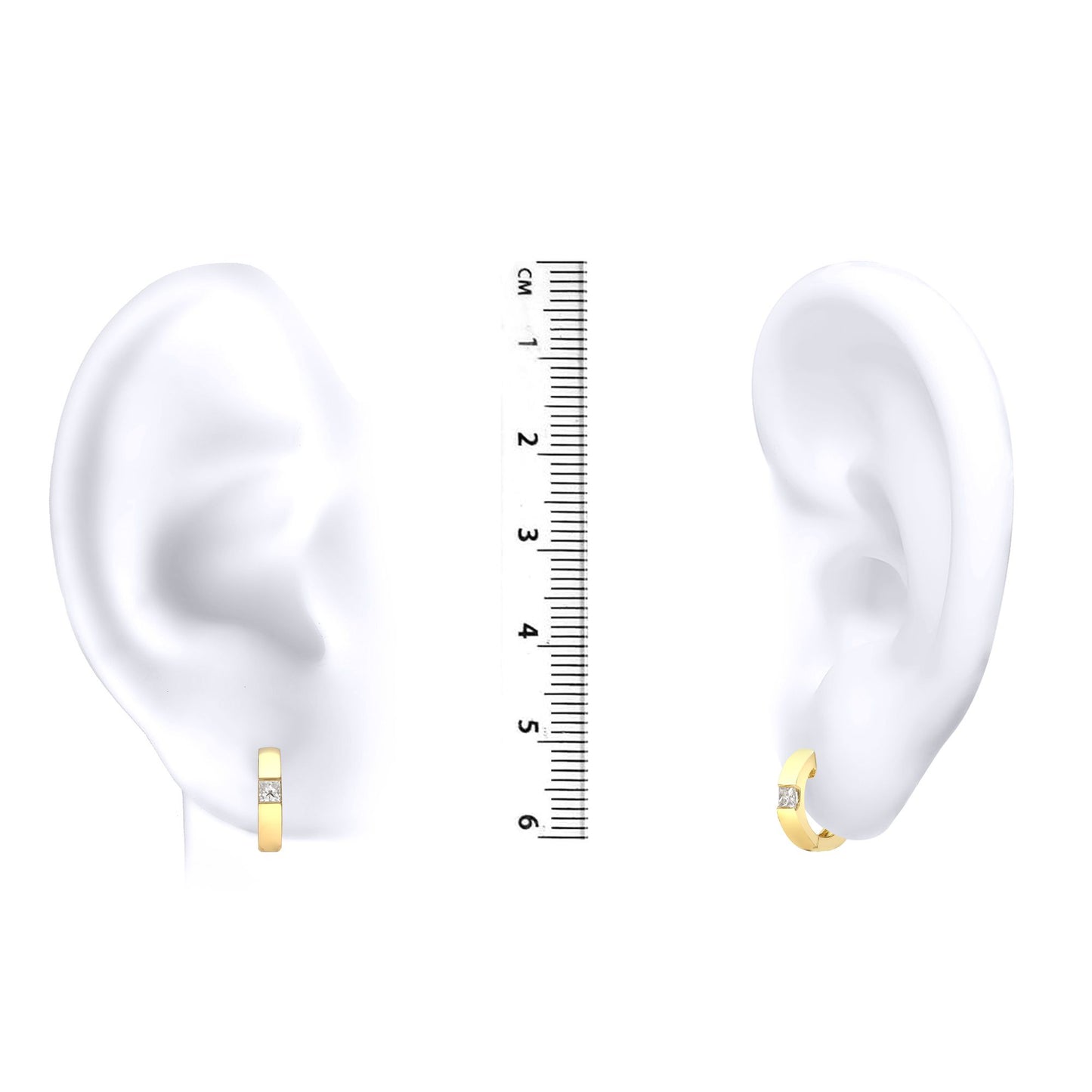 18ct Gold  0.18ct Diamond Solitaire Huggie Hoop Earrings 12mm - 18E144