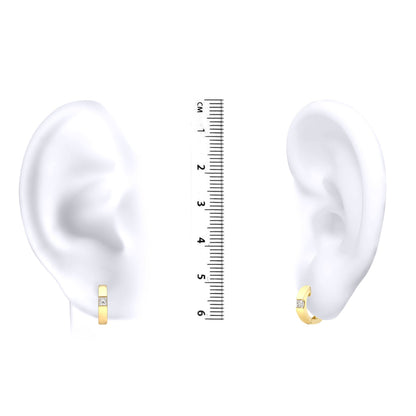 18ct Gold  0.18ct Diamond Solitaire Huggie Hoop Earrings 12mm - 18E144