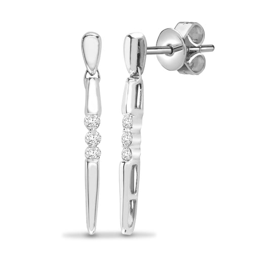 18ct White Gold  0.24ct Diamond Cool Icicle Drop Earrings - 18E158