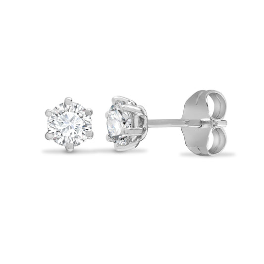 18ct White Gold  0.2ct Diamond Solitaire Stud Earrings - 18E360-020