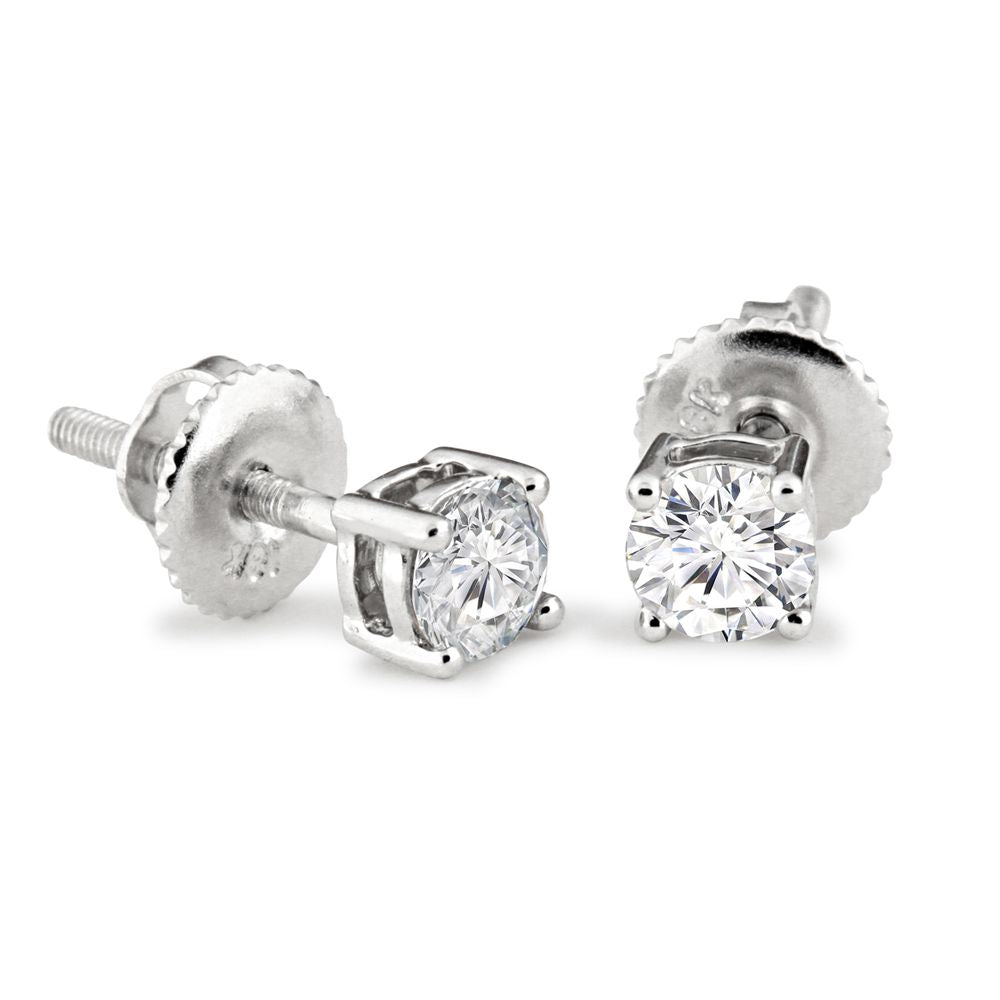 18ct White Gold  Diamond Screw Solitaire Stud Earrings 1 Carat - 18E370-100