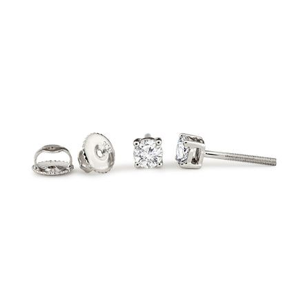 18ct White Gold  Diamond Screw Back Solitaire Stud Earrings 20pts - 18E370