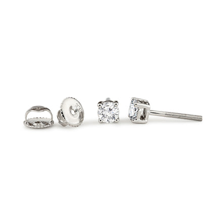 18ct White Gold  Diamond Screw Back Solitaire Stud Earrings 65pts - 18E370-065