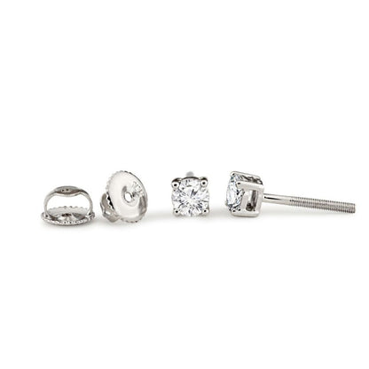 18ct White Gold  Diamond Screw Back Solitaire Stud Earrings 40pts - 18E370-040