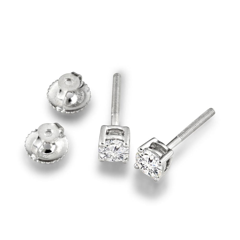18ct White Gold  Diamond Screw Solitaire Stud Earrings 1 Carat - 18E370-100