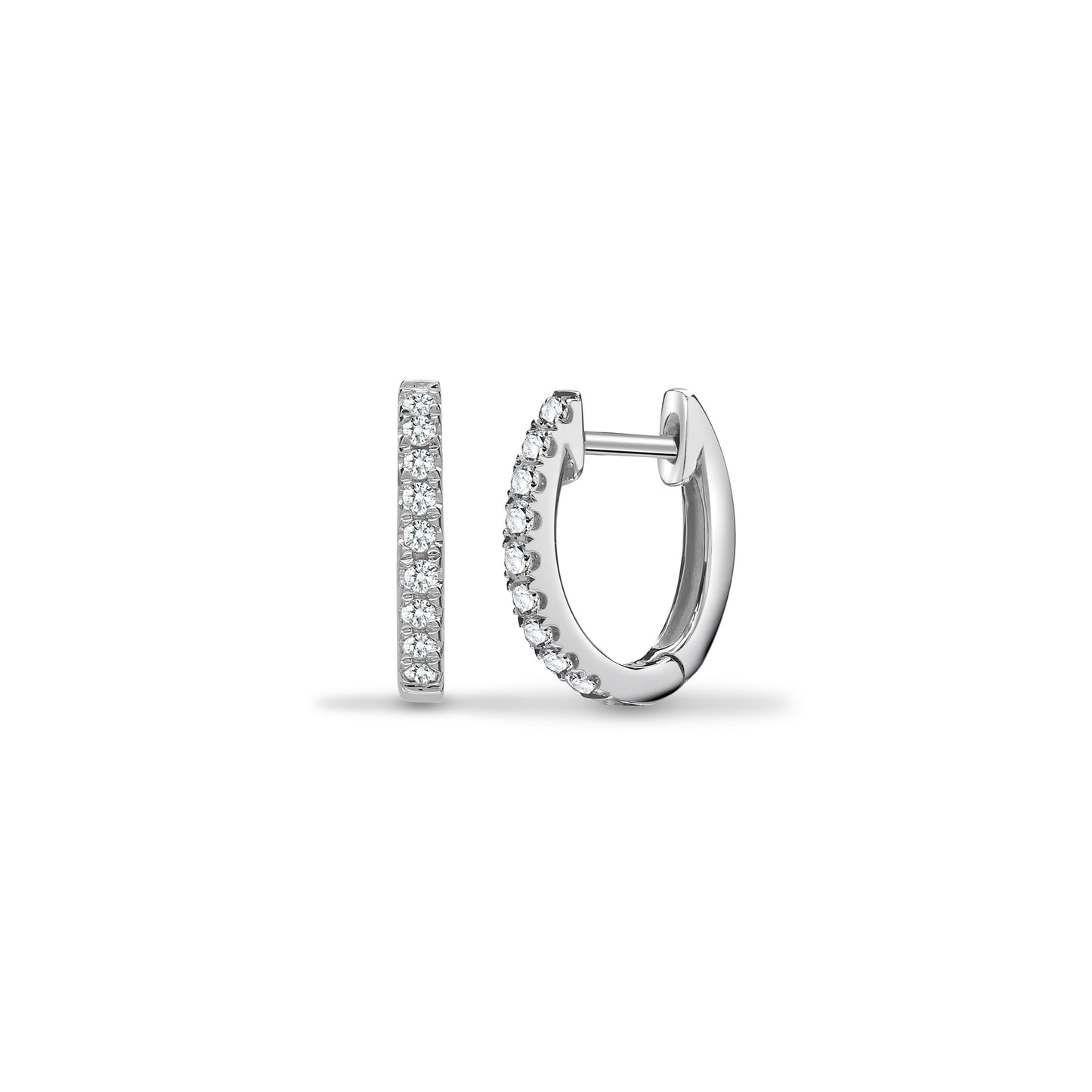 18ct White Gold  Diamond Eternity style Huggie Hoop Earrings 10mm - 18E375