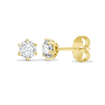 18ct Gold  0.2ct Diamond Solitaire Stud Earrings - 18E378-020