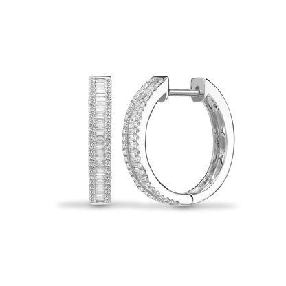 18ct White Gold  0.7ct Diamond Eternity Huggie Hoop Earrings 18mm - 18E381