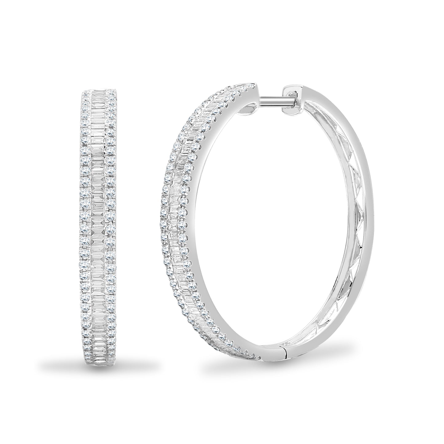 18ct White Gold  1.05ct Diamond Eternity Huggie Hoop Earrings 28mm - 18E382