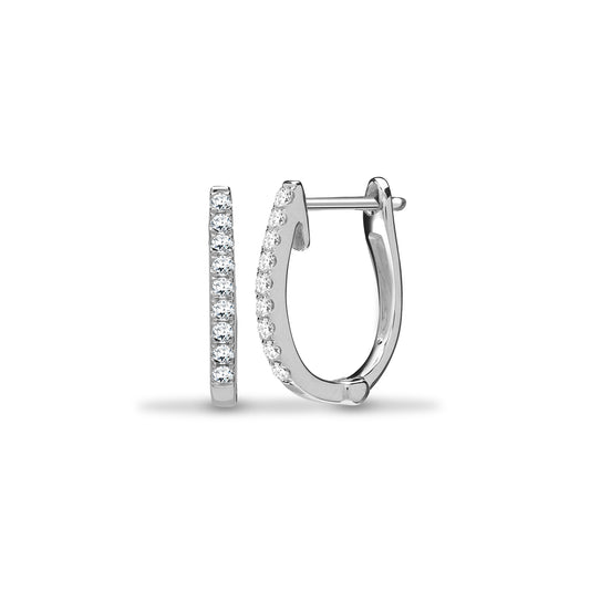 18ct White Gold  0.22ct Diamond Eternity Oval Huggie Hoop Earrings - 18E383
