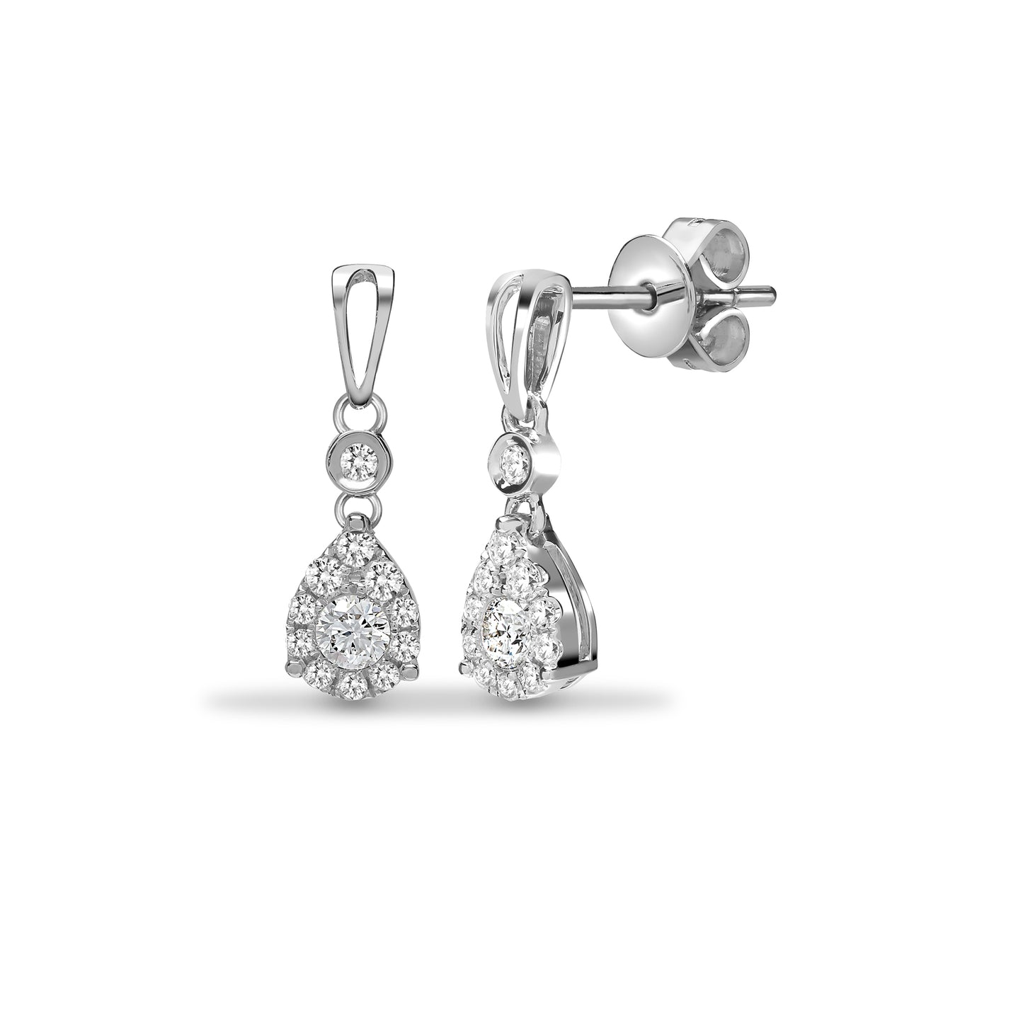 18ct White Gold  0.38ct Diamond Tears of Joy Drop Earrings - 18E399