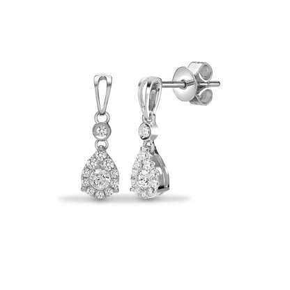 18ct White Gold  0.38ct Diamond Tears of Joy Drop Earrings - 18E399