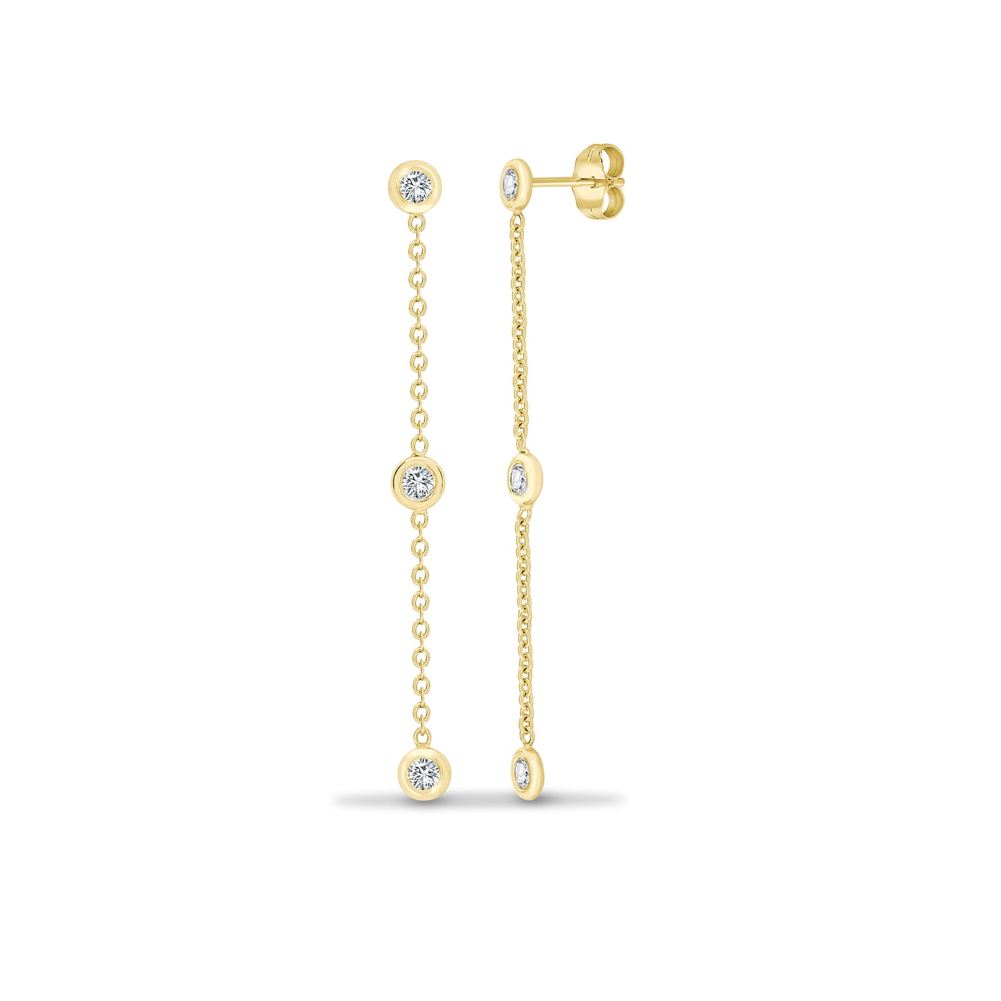 18ct Gold  0.26ct Diamond Trace Donut Trilogy Drop Earrings - 18E454