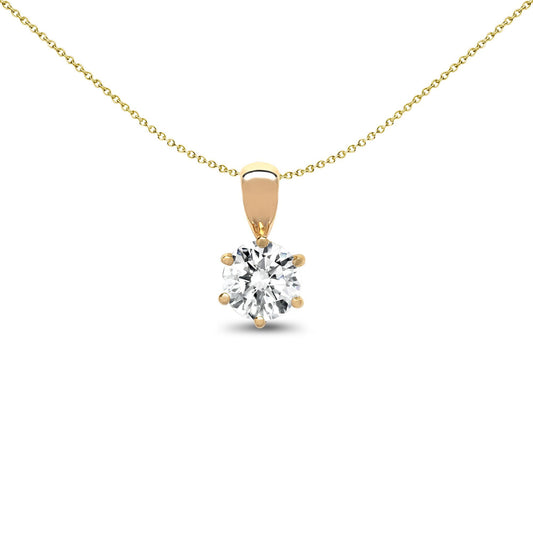 18ct Gold  0.5ct Diamond Solitaire Charm Pendant - 18P001-050