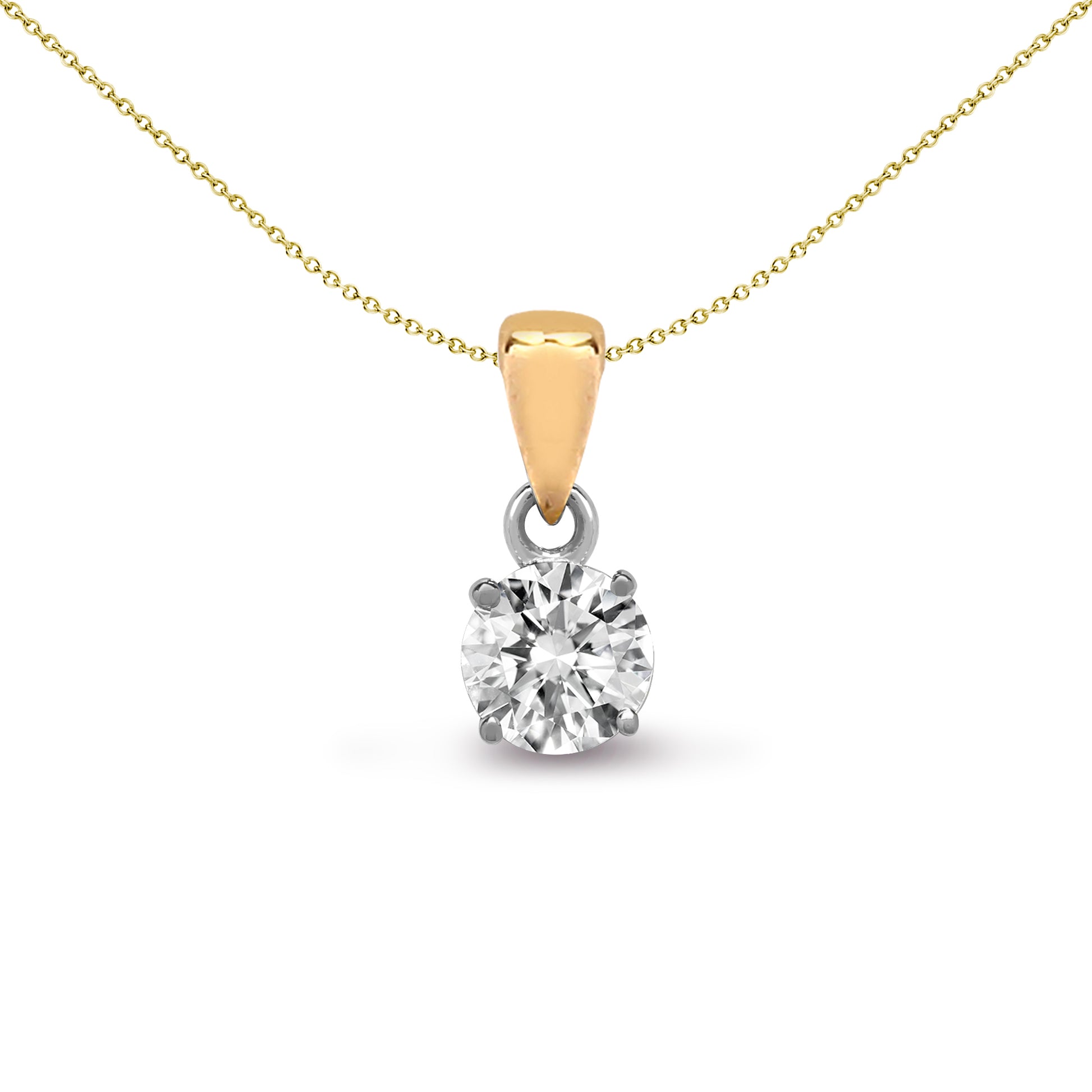 18ct 2 Colour Gold  0.1ct Diamond Solitaire Charm Pendant - 18P004-010