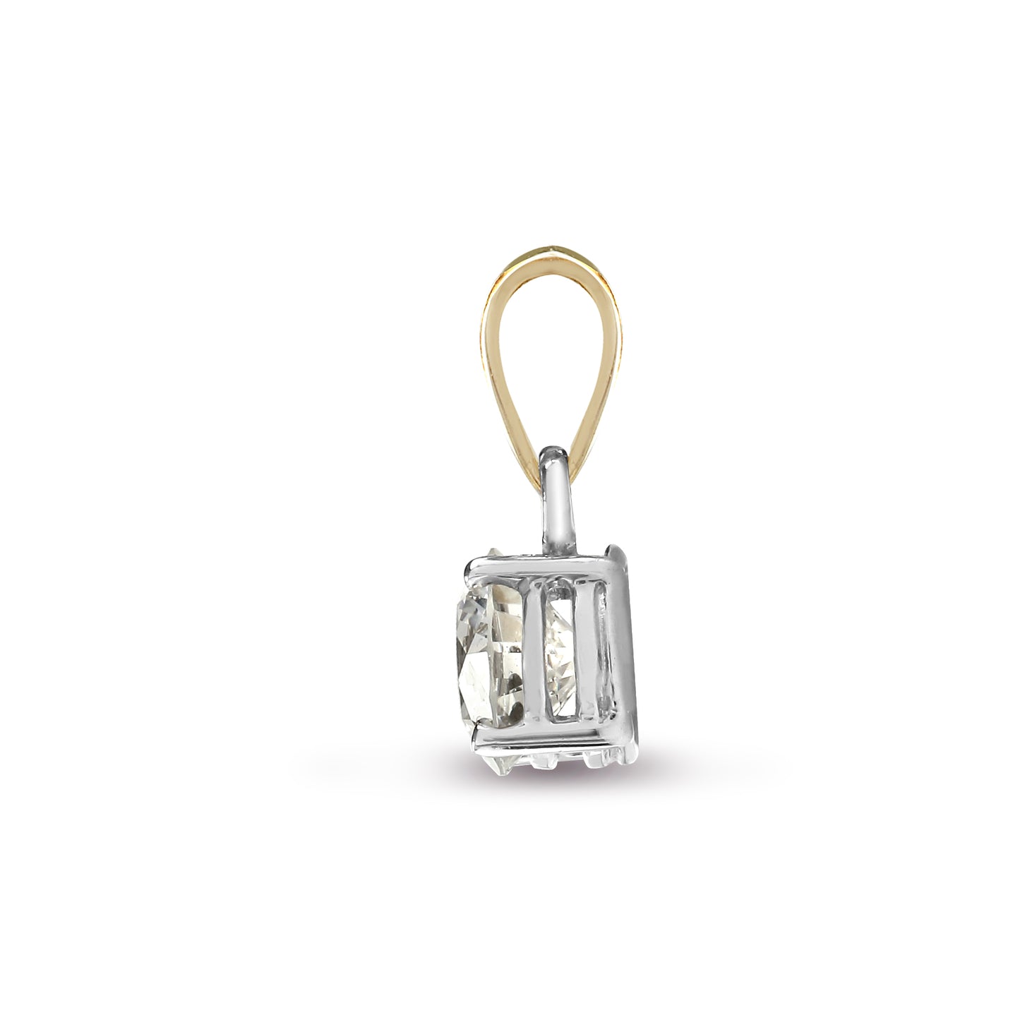 18ct 2 Colour Gold  0.15ct Diamond Solitaire Charm Pendant - 18P004-015