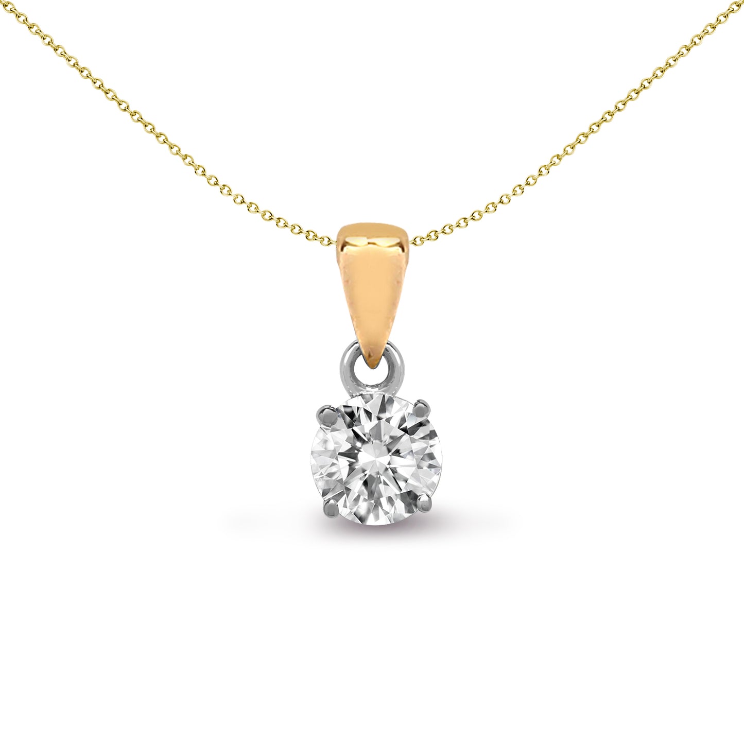 18ct 2 Colour Gold  0.15ct Diamond Solitaire Charm Pendant - 18P004-015