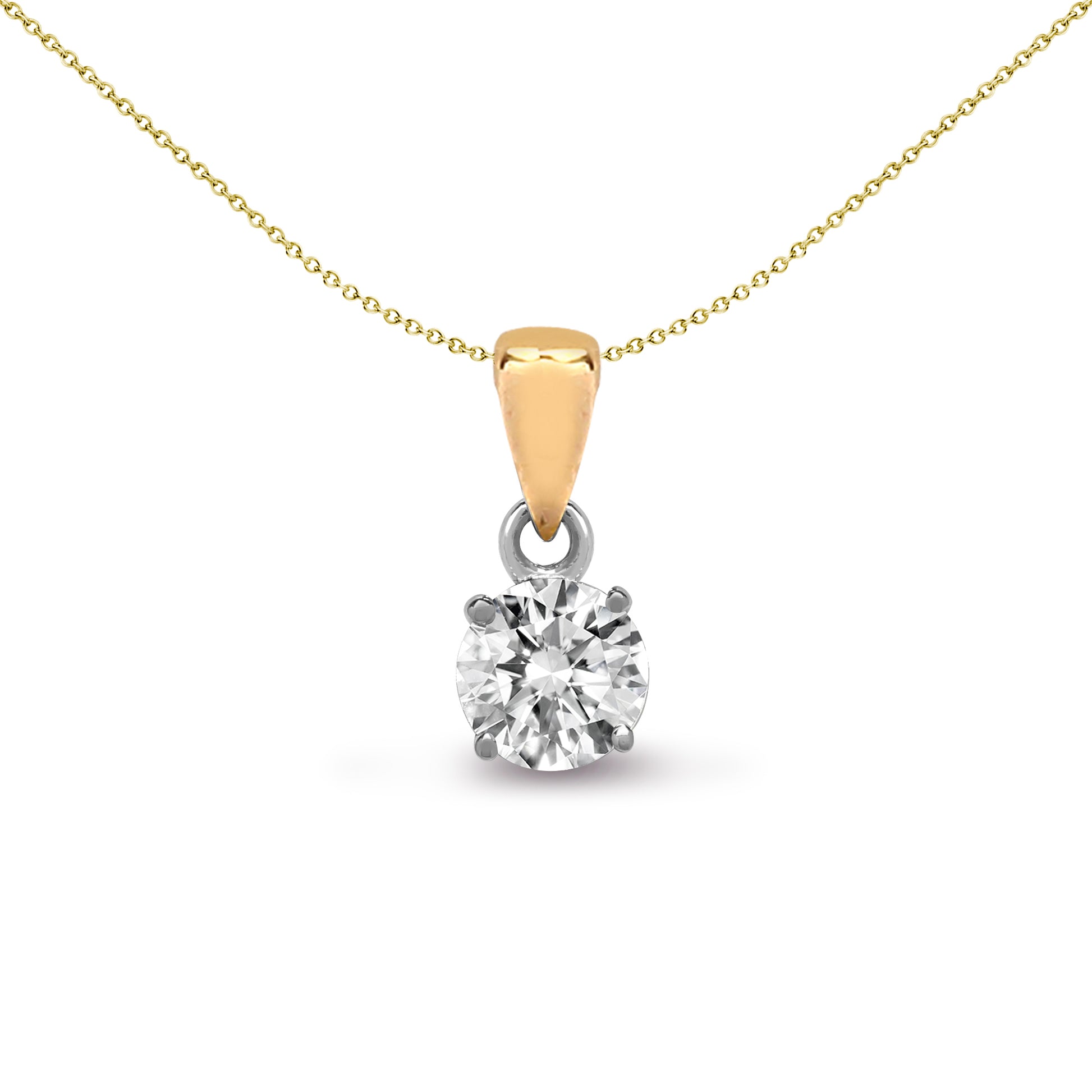 18ct 2 Colour Gold  0.15ct Diamond Solitaire Charm Pendant - 18P004-015