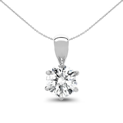 18ct White Gold  0.25ct Diamond Classic Solo Solitaire Pendant - 18P007-025