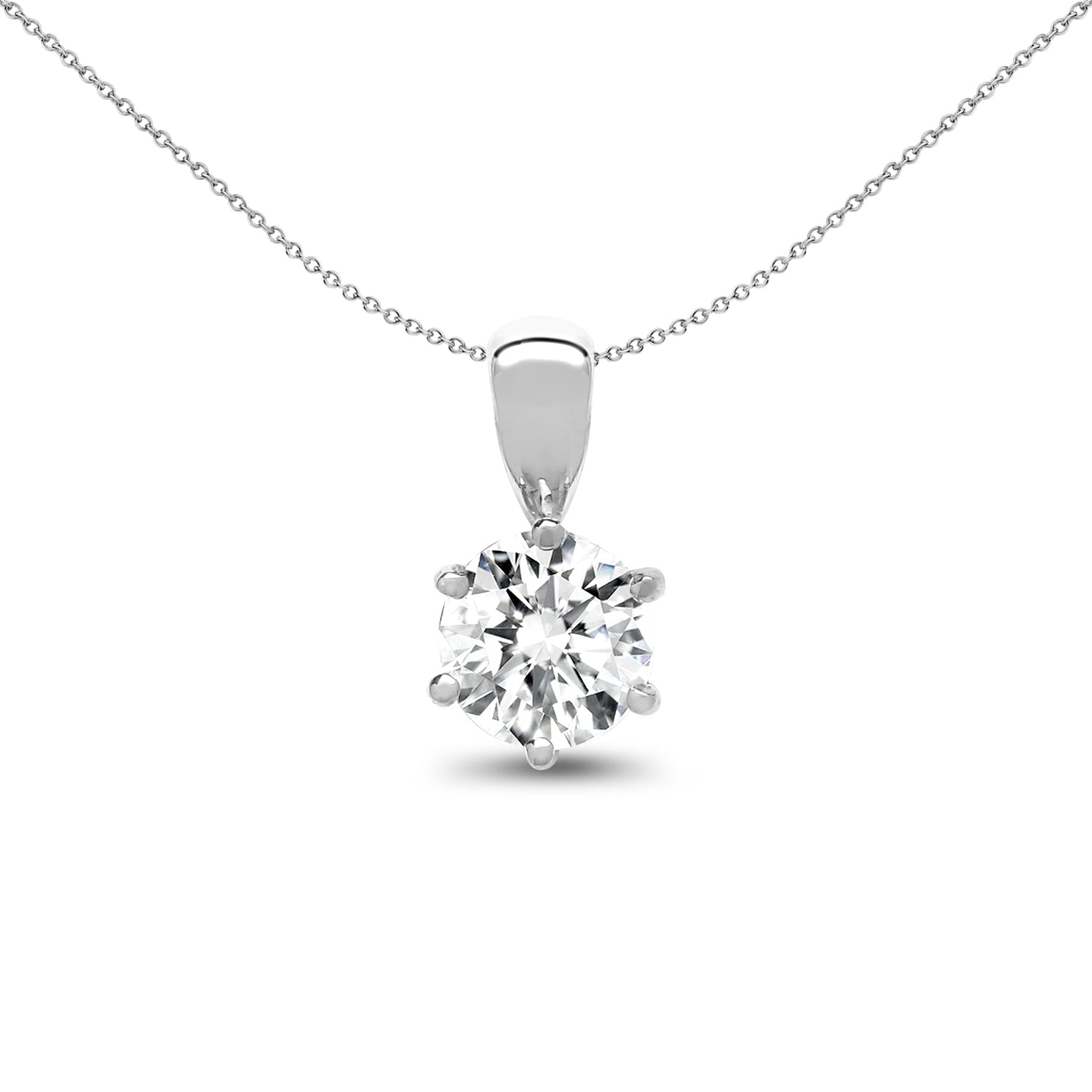 18ct White Gold  0.5ct Diamond Solitaire Charm Pendant - 18P007-050