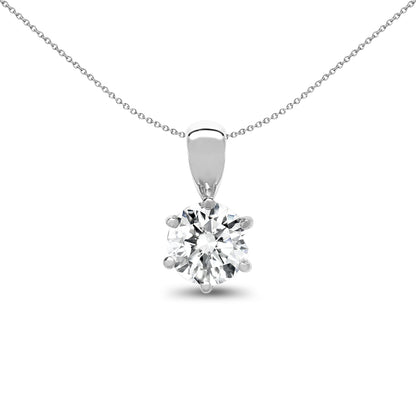 18ct White Gold  0.5ct Diamond Solitaire Charm Pendant - 18P007-050