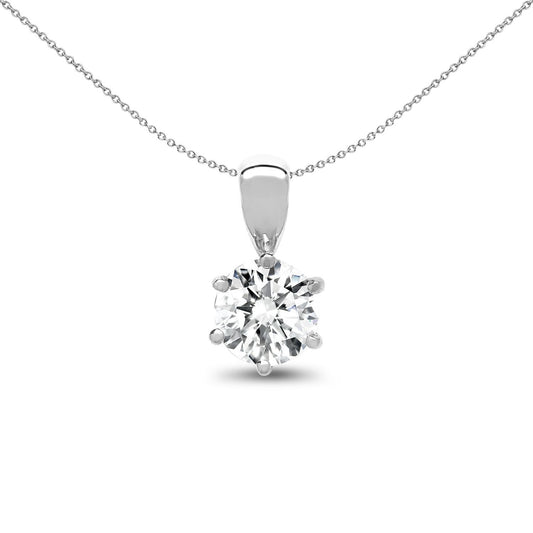 18ct White Gold  0.5ct Diamond Solitaire Charm Pendant - 18P007-050