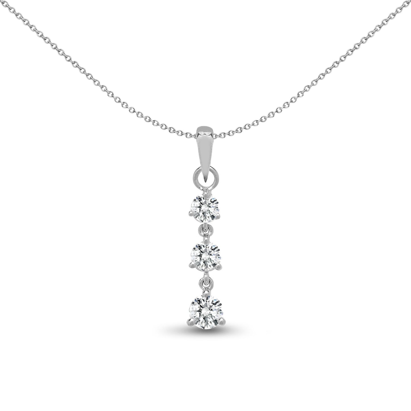 18ct White Gold  0.4ct Diamond Flexible Trilogy Drop Pendant - 18P051