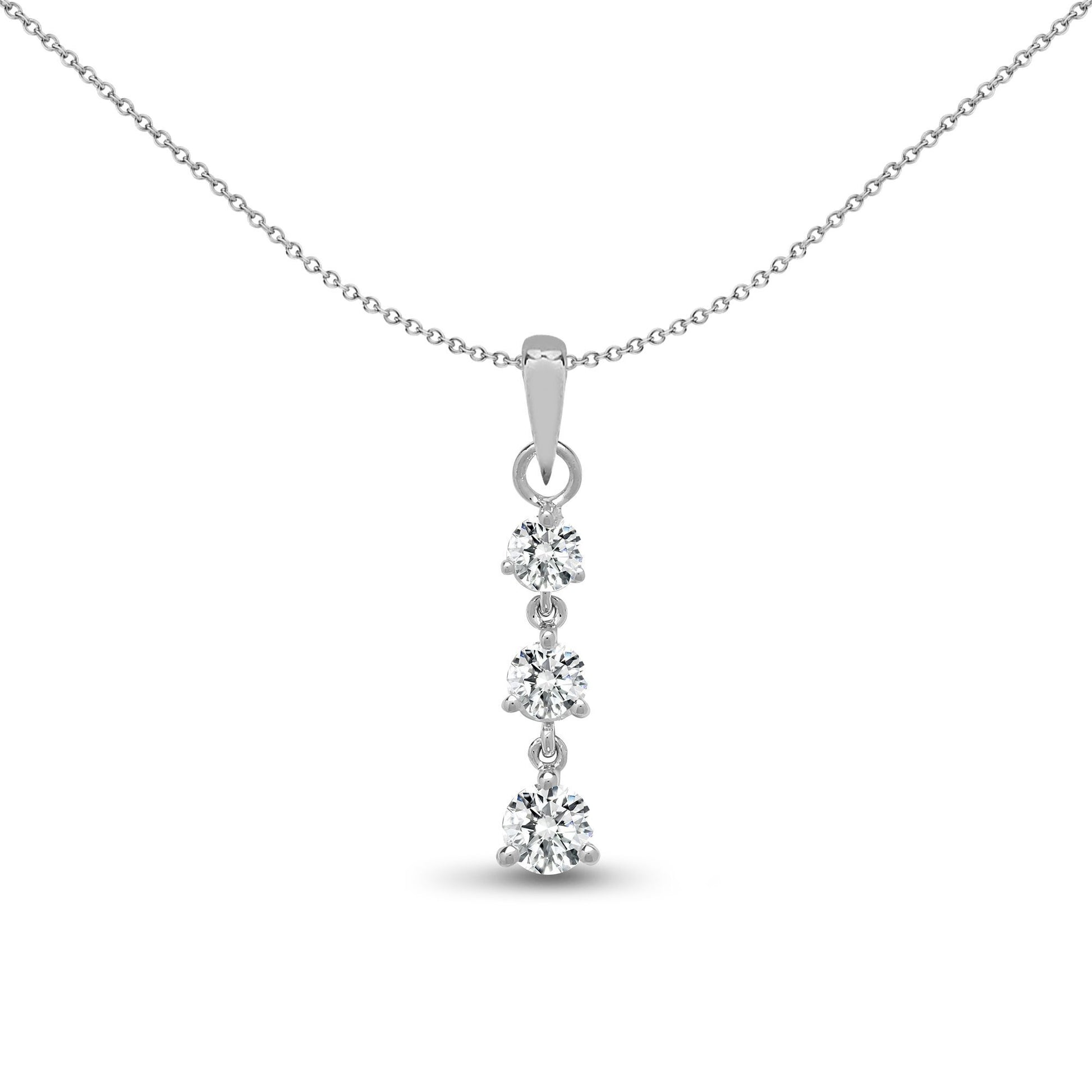 18ct White Gold  0.4ct Diamond Flexible Trilogy Drop Pendant - 18P051