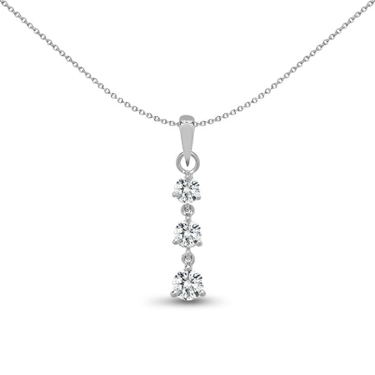 18ct White Gold  0.4ct Diamond Flexible Trilogy Drop Pendant - 18P051
