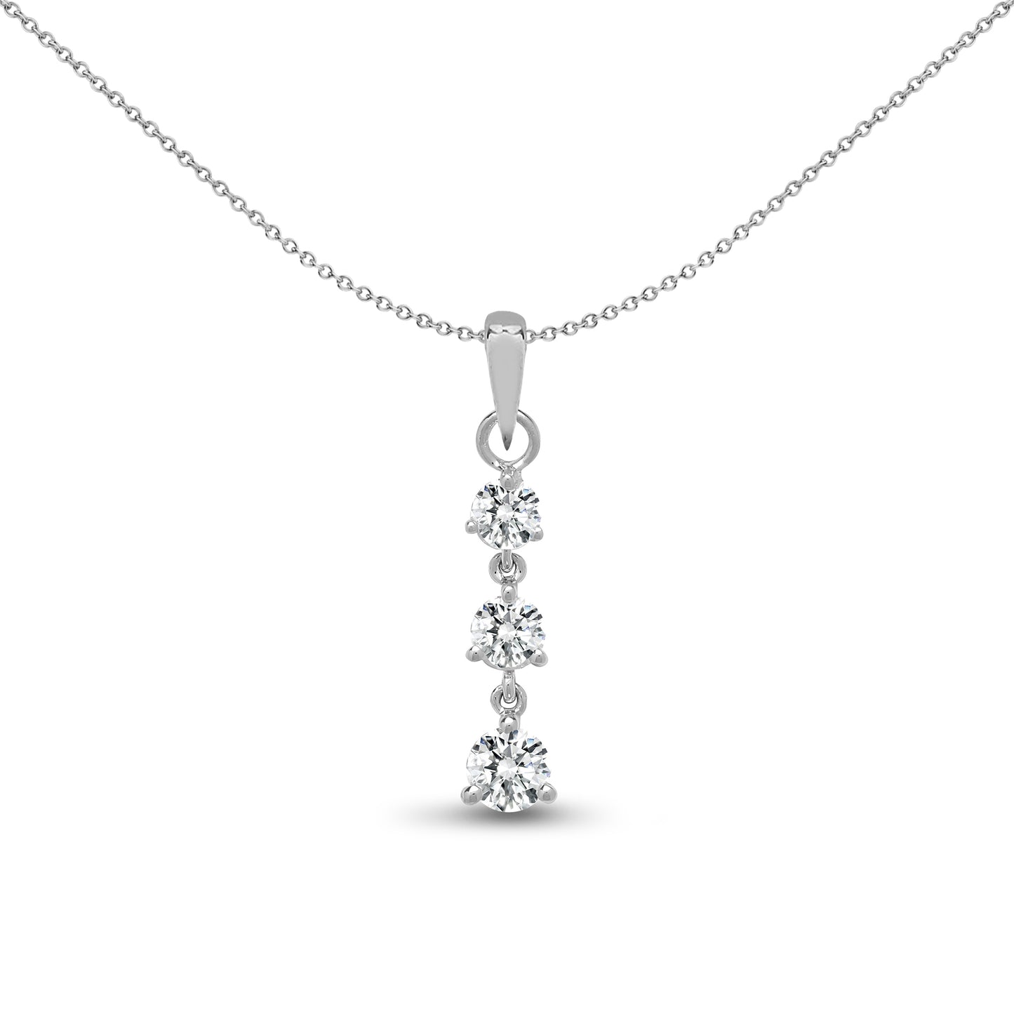 18ct White Gold  0.4ct Diamond Flexible Trilogy Drop Pendant - 18P051