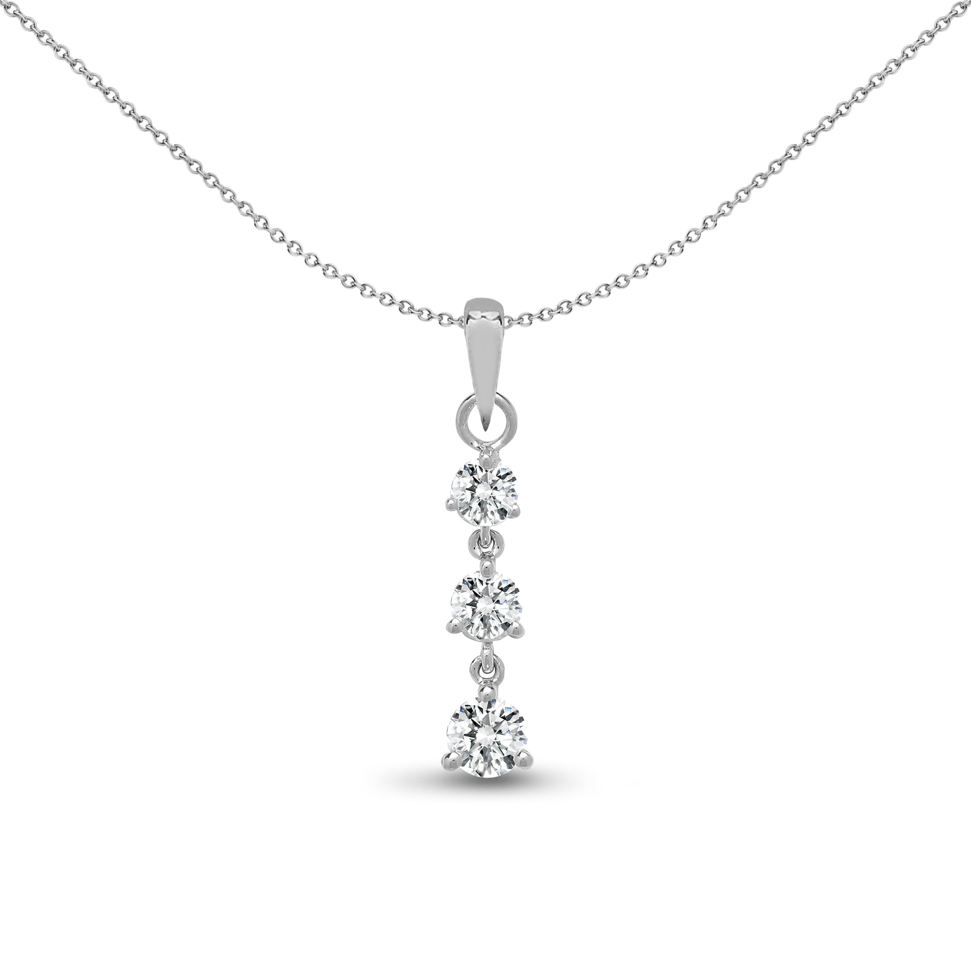 18ct White Gold  0.4ct Diamond Flexible Trilogy Drop Pendant - 18P051