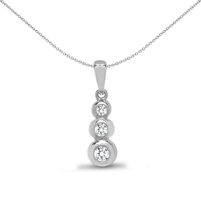 18ct White Gold  0.11ct Diamond Trilogy Donut Drop Pendant - 18P052