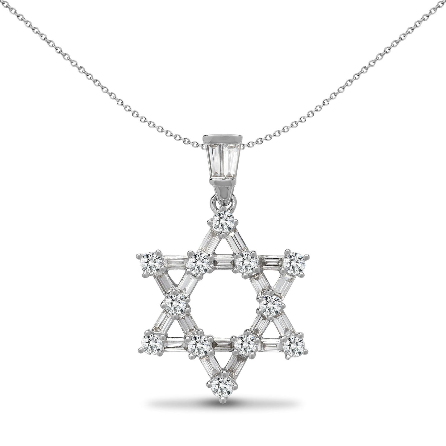 18ct White Gold  1ct Diamond Magen David Star Charm Pendant - 18P062