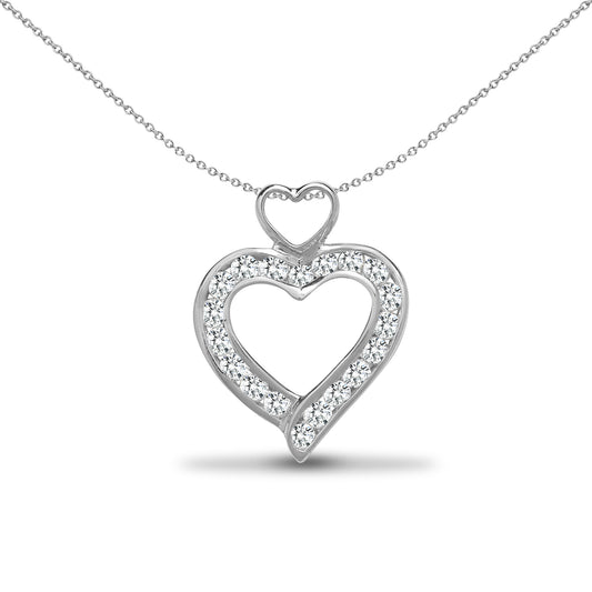 18ct White Gold  0.36ct Diamond Love Heart Charm Pendant - 18P068