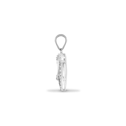 18ct White Gold  0.15ct Diamond Love Heart Arrow Charm Pendant - 18P069