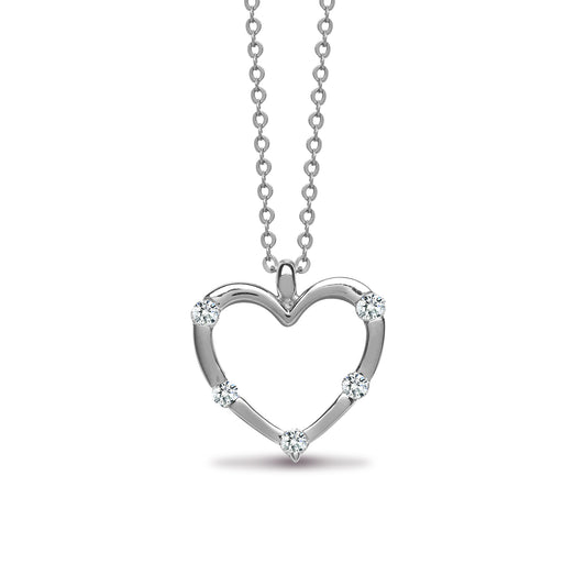 18ct White Gold  0.15ct Diamond Love Heart Charm Necklace - 18P112