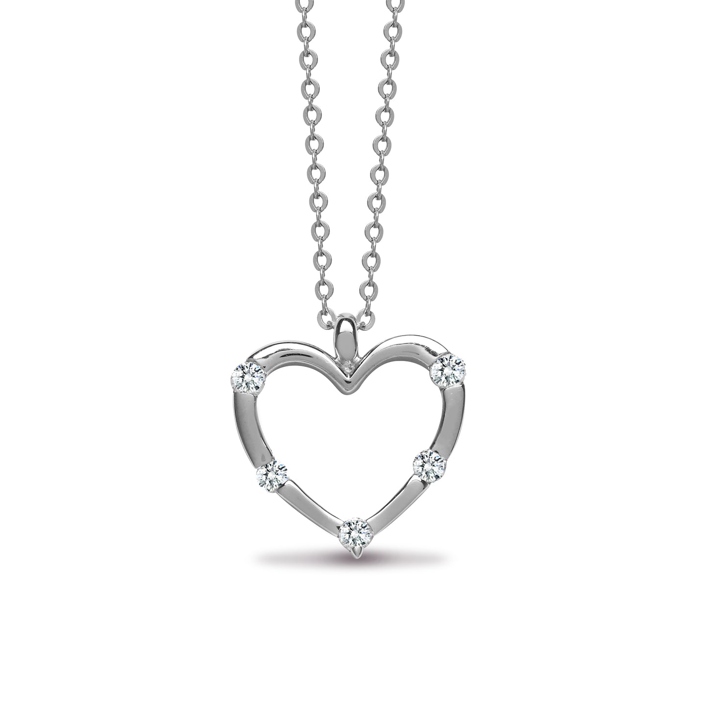 18ct White Gold  0.15ct Diamond Love Heart Charm Necklace - 18P112
