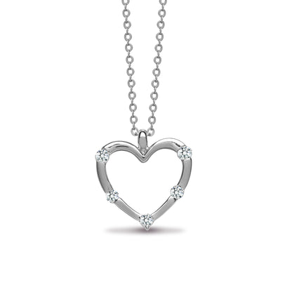 18ct White Gold  0.15ct Diamond Love Heart Charm Necklace - 18P112