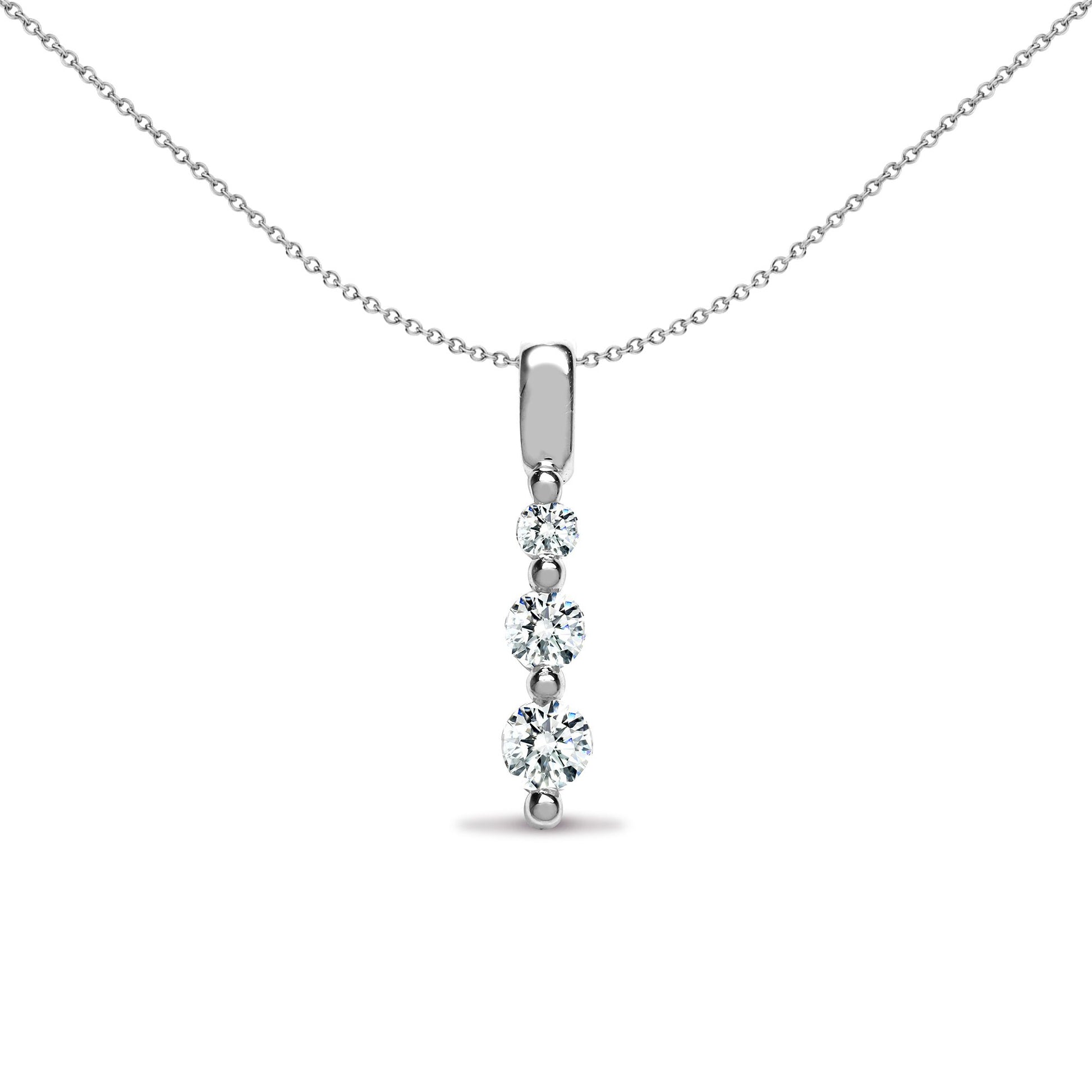 18ct White Gold  0.25ct Diamond Trilogy Drop Pendant - 18P167